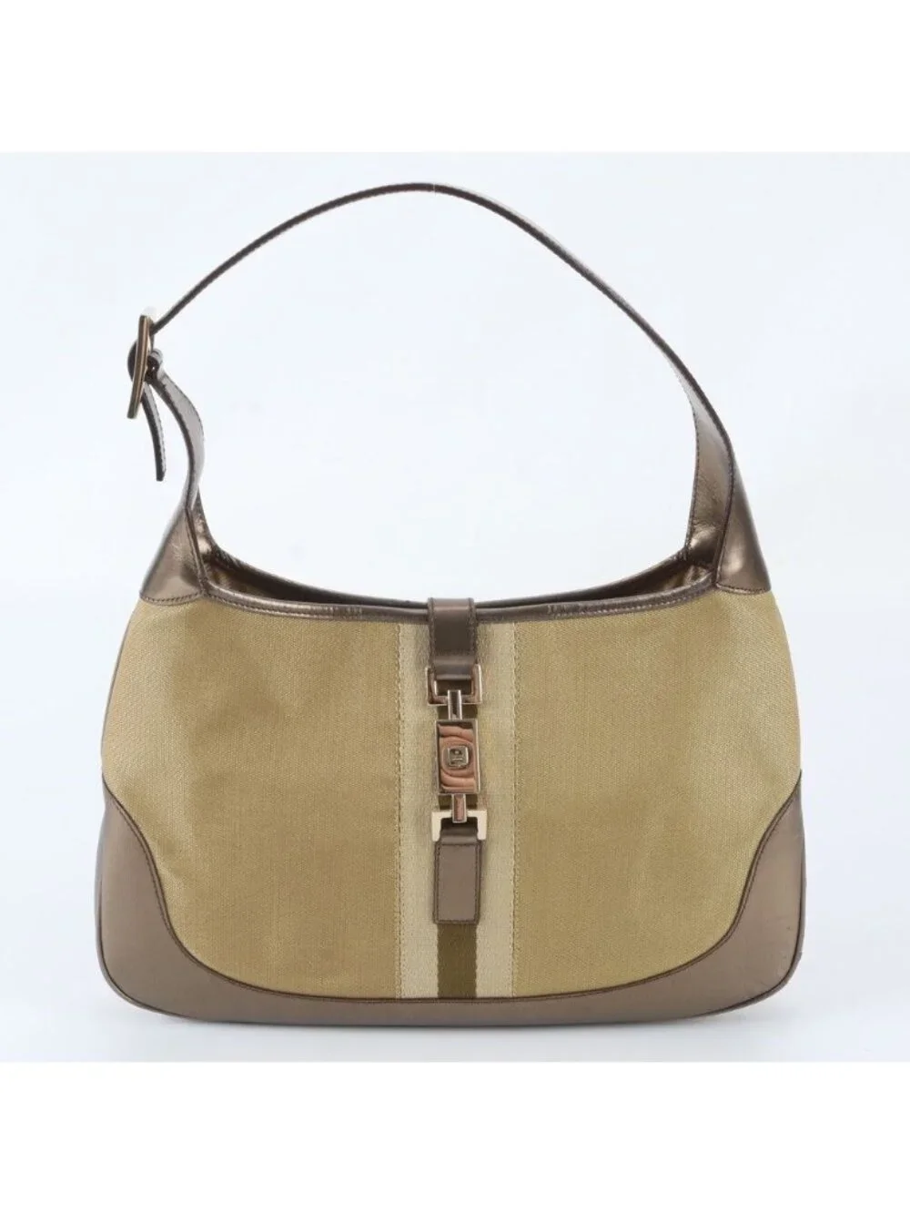 Gucci Jackie Leather Canvas Shoulder Bag